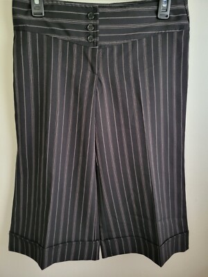 Spring Street Capri Dress Pants Shorts Black White Pinstripe Womens Size 3