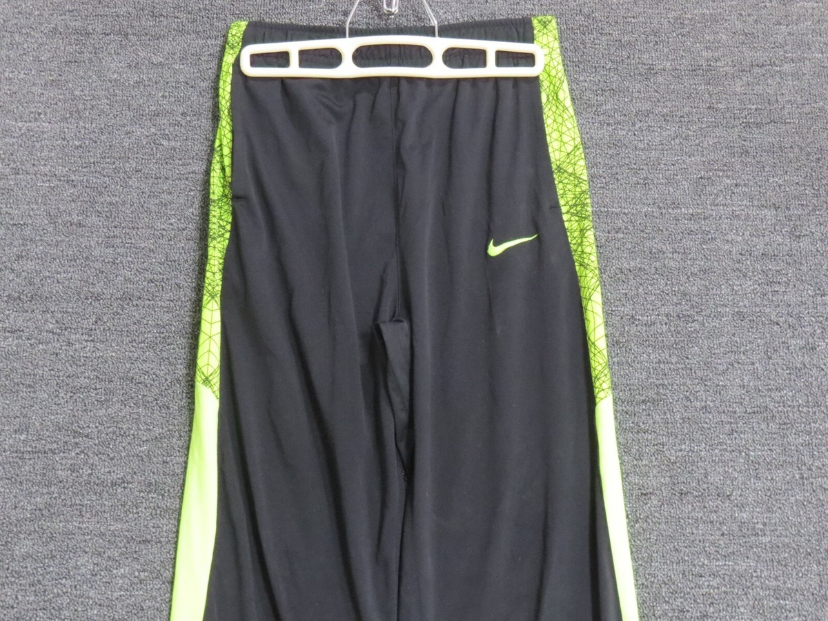 Nike Dri Fit Track Pants Boys Size XL Black Green Athletic
