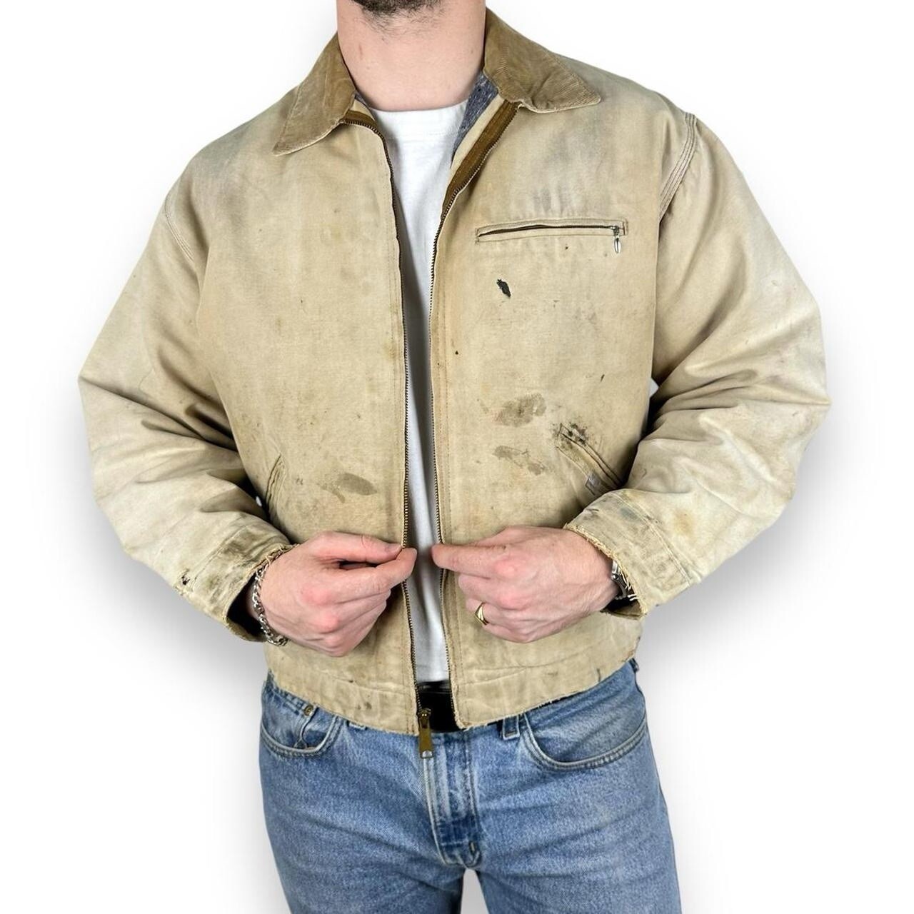 RARE Vtg Carhartt 1989 ‘100 Years of Carhartt’ Detroit Jacket, Tan, Fits L CB446 image 3