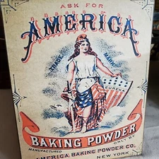 VINTAGE ANTIQUE COLONIAL VICTORIAN STYLE AMERICA LADY BAKING POWDER KITCHEN SIGN