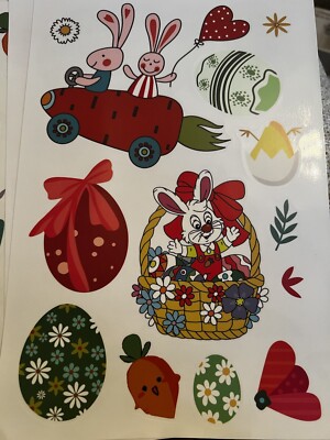 Ostern Fensteraufkleber Hase Karotte Eier elektrostatisch Glasaufkleber 9 Blatt