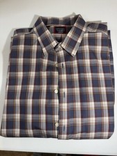 UNTUCKit Men's Size X-Large Slim Fit Button Front Shirt Blue Plaid Wrinkle Free