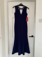 Little Mistress Navy Embellished Maxi Dress Size 10
