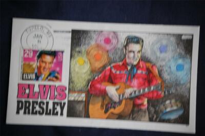 Elvis 29c Stamp FDC Cachet Handpainted by Fred Collins#C2101 Tupelo, MS ...