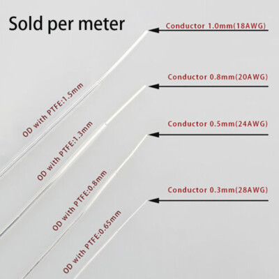 5N 1.0mm Pure Silver Solid Core With PTFE Speaker Audio Cable Power Wire
