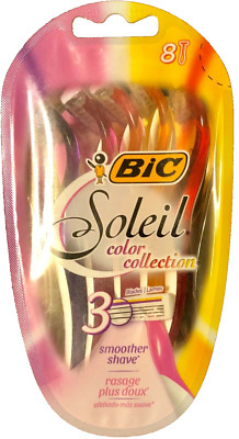 8 Count Bic Soleil Razors - Color Collection - 3 Blades Per Razor - NEW