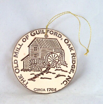 The Old Mill Of Guilford Oak Ridge NC Christmas Ornament David Cole Pottery New