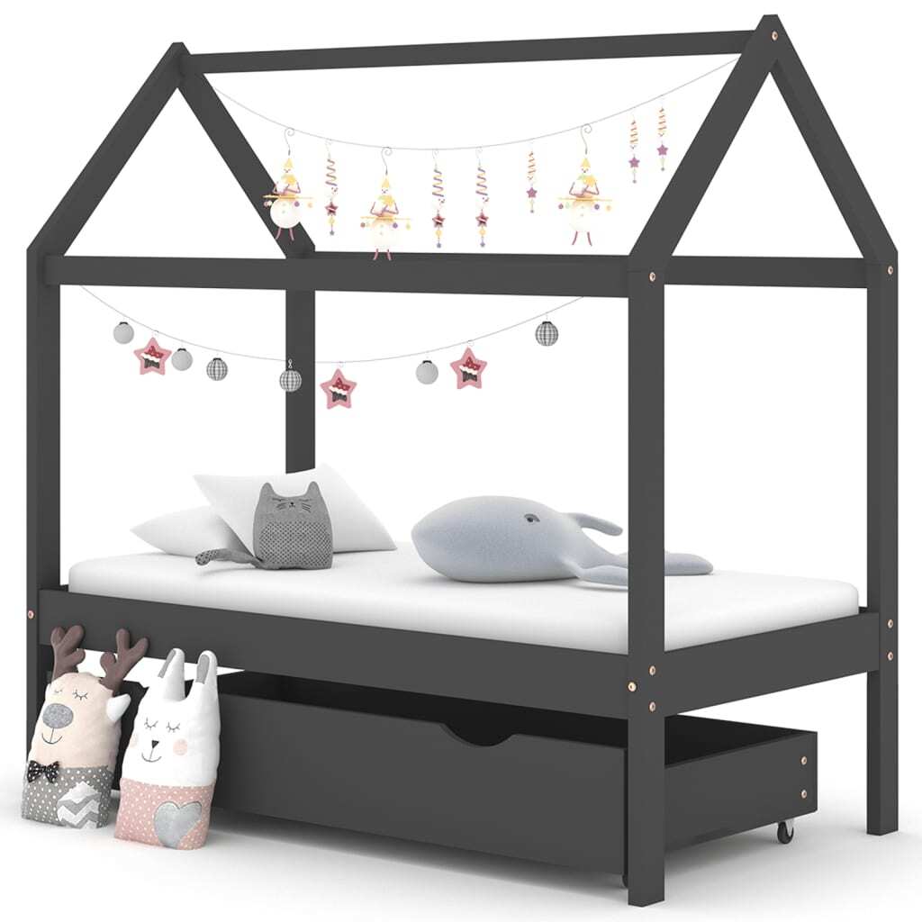 Offerta Letto Bambini con Cassetto vidaXL 70x140 Pino Grigio Scuro