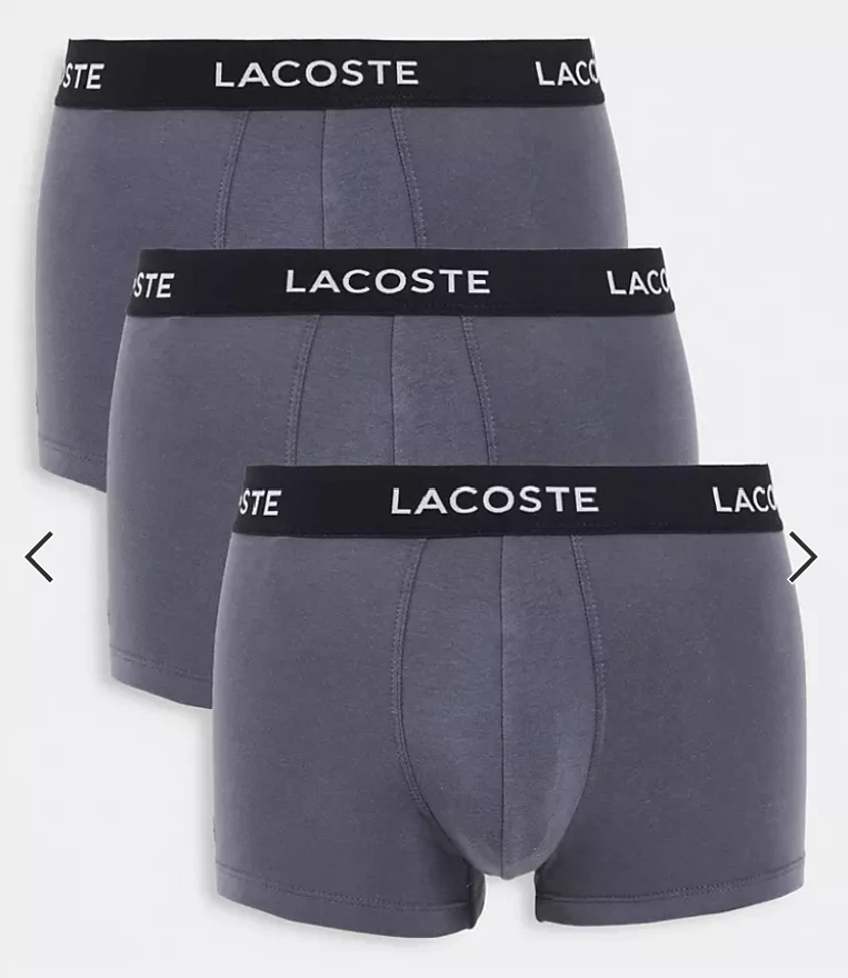 Lacoste 3-Pack Casual Cotton Stretch Men's Boxer Trunks XL Grey Underwear -  NEW