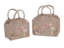 Formano Filz-Tasche grau mit Blumen-Dekor ver...
