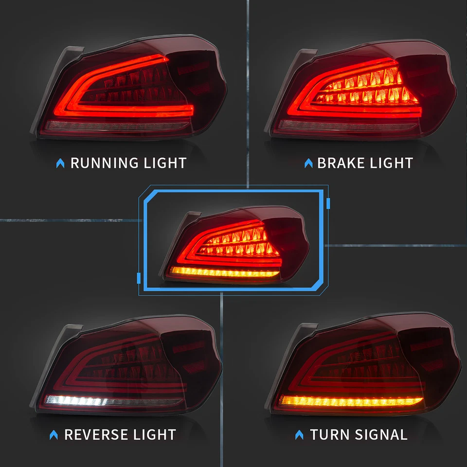 Pair LED Tail Lights For Subaru WRX & WRX STI 2013-2023 Sequential Indicator - Image 3 of 4