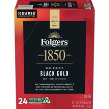 Folgers 1850 Black Gold, Dark Roast Coffee, K-Cup Pods for Keurig Brewers, 24 Ct
