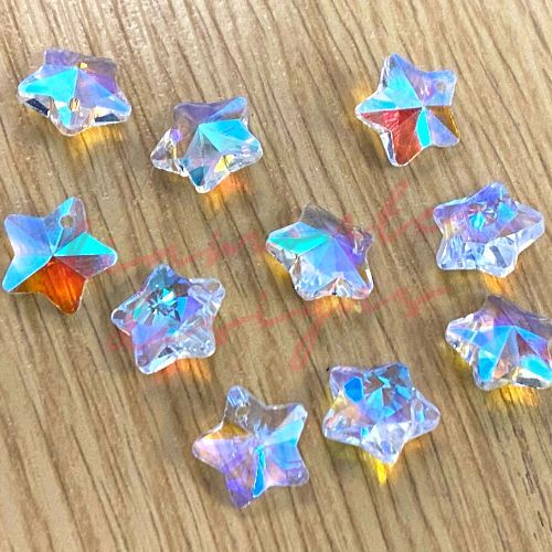 10 Pcs 13mm Crystal Ab Glass Faceted Star Charms Beads Cut Glass