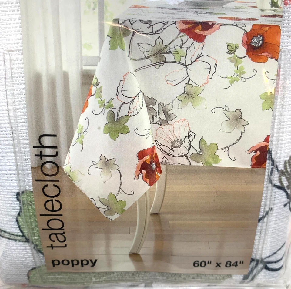 NEW JCP Home Poppy Floral Rectangular Tablecloth 60" x 84" J.C. Penney Farmhouse - Image 2 of 4