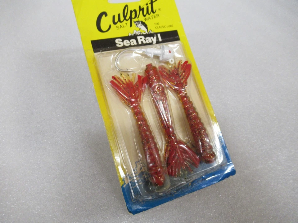Винтажная новая рыболовная приманка на карте Culprit Sea Ray I Red Sparkle Bloody Mary 4 дюйма - Изображение 4 из 4