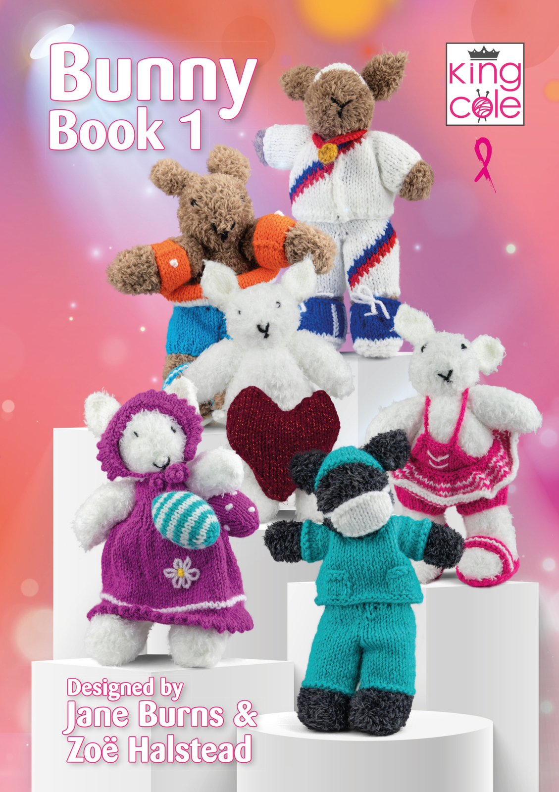 Bunny Book 1 King Cole Rabbit Teddy Toy & Outfits Knitting Pattern Booklet