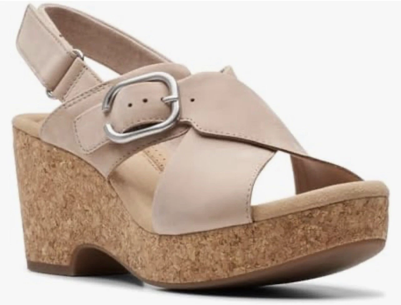 Sandali con zeppa Clarks Giselle colomba SABBIA NABUK TAGLIA 9 5M