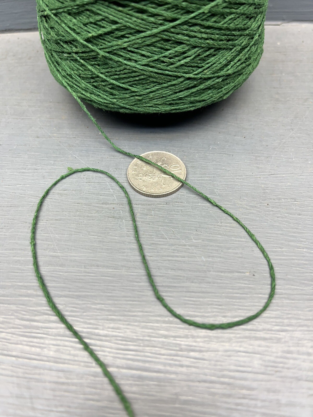 200G CONE 4/20NM 100 BOURETTE SILK YARN NICE GREEN COLOUR Apprx 3 ply