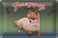 Blechschild Hund 30X20 Cm Zwergspitz Deutschland Metall Deko Schild Tin Sign