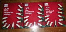 Home Accents Holiday Clear Incandescent Mini Lights- Stays Lit Lot of 3 New Box