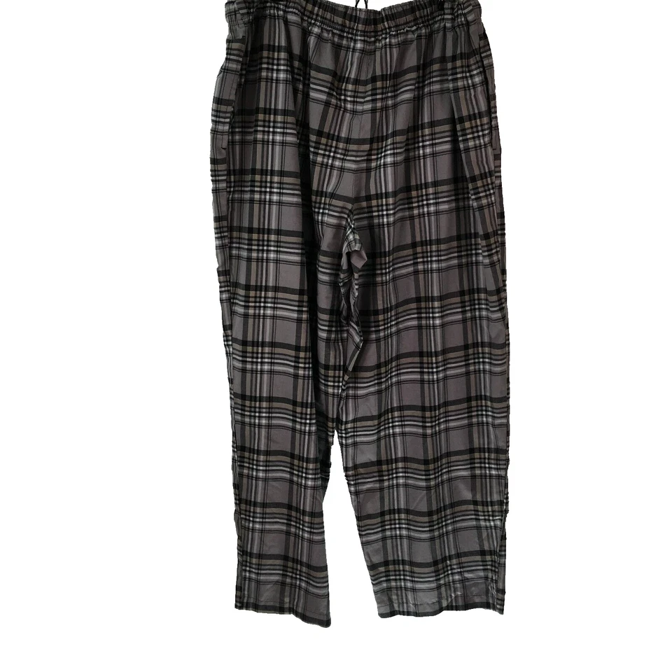 Pantalones de pijama marrón a cuadros informales cintura elástica Basic Editions para hombre talla XXL 38X30 Foto 2 de 4