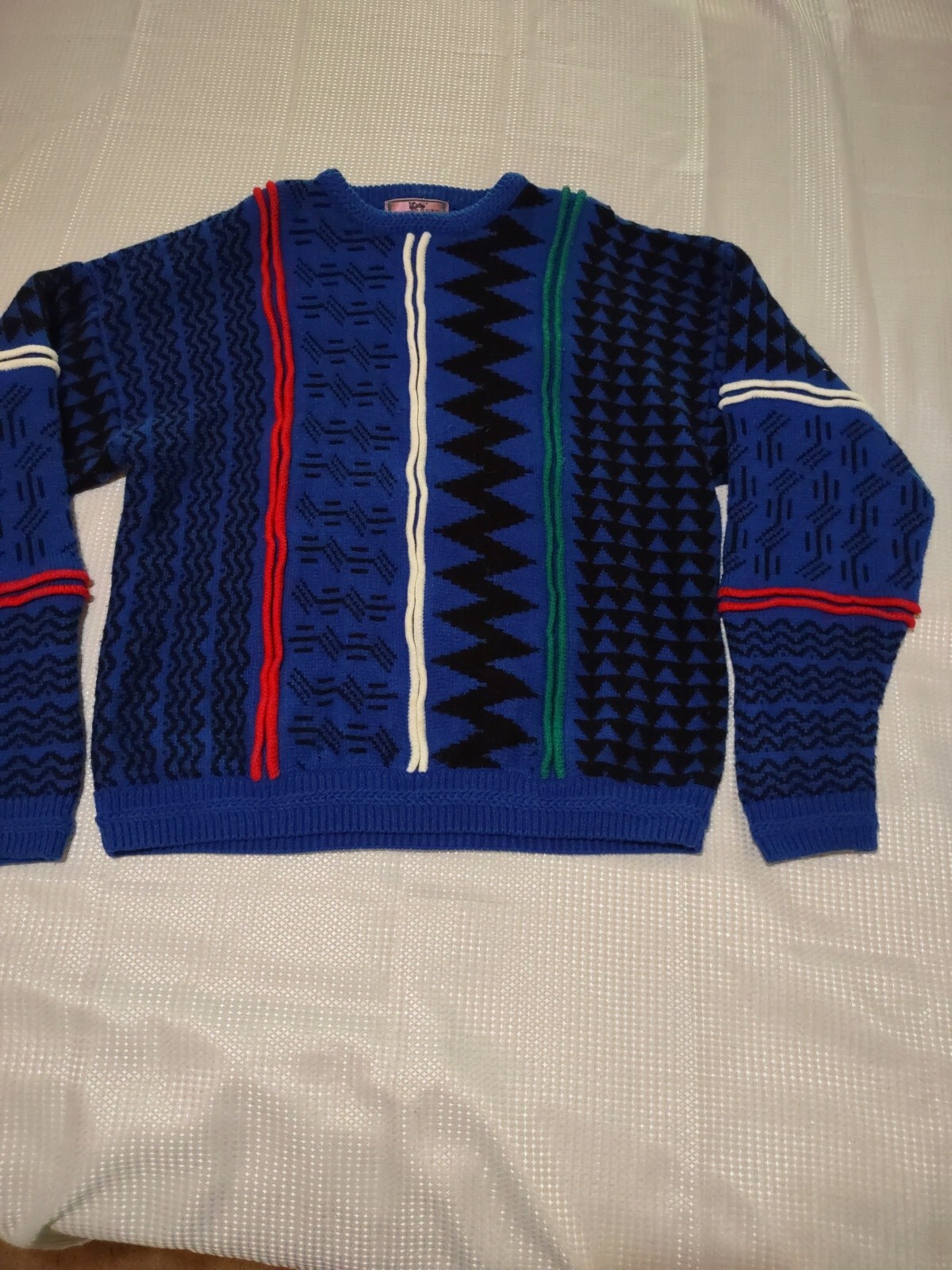 CONCRETE MIX Men's geometric Sweater pullover XL blue EUC eBay