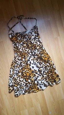 leopard print skater dress topshop Topshop Leopard Print Tie Lace-up Dress In Brown