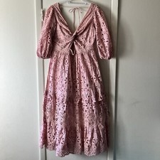 ASOS DESIGN Size 12 Pink 100% Cotton Eyelet Dress