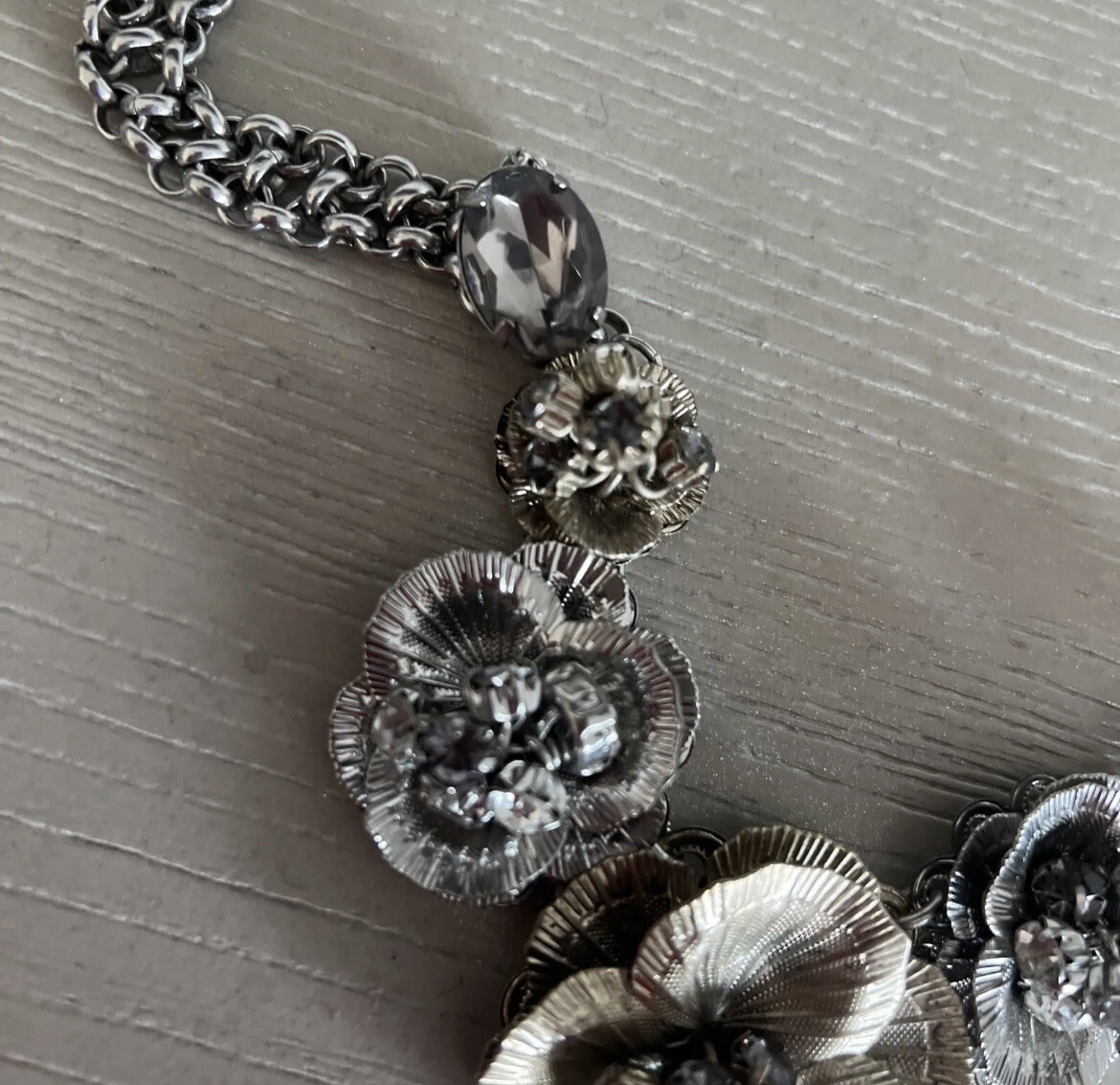 LOFT statement necklace crystal dangle charms sil… - image 6