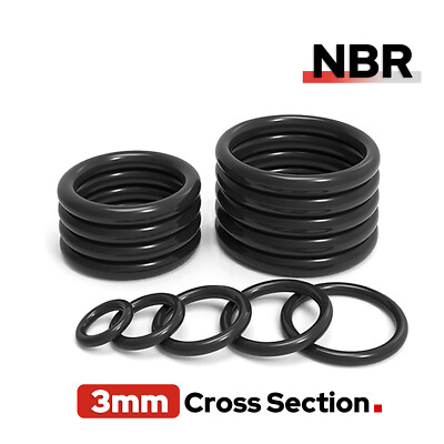Metric Nitrile Rubber NBR O Ring Seals 3mm Cross Section 4mm-74mm ID O-Rings