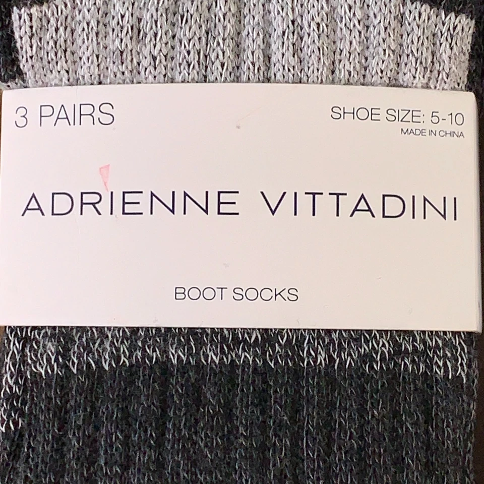 Zapato para mujer Adrienne Vittadini talla 5-10 gris a rayas calcetines bota 6 pares nuevo con etiquetas Foto 2 de 4