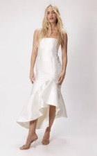 Nasty Gal Structured Twill Ruffle Strappy Midi Dress UK 6