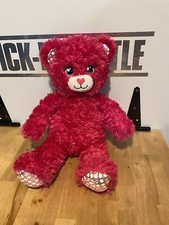 Build A Bear Barbie Pink Glitter Bear Stuffed Animal Heartbeat Inside