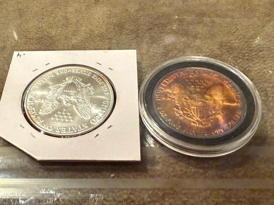 2004 2006 American Silver Eagle Ms Toner Toned Galaxy Rainbow Ase Set Lot Pair - Image 2 of 4