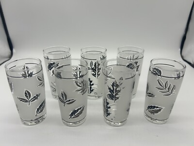 LOT OF 7 VINTAGE LIBBEY 4 OZ JUICE GLASSES SILVER LEAVES FROSTED JUICE  GLASS 4h | eBay