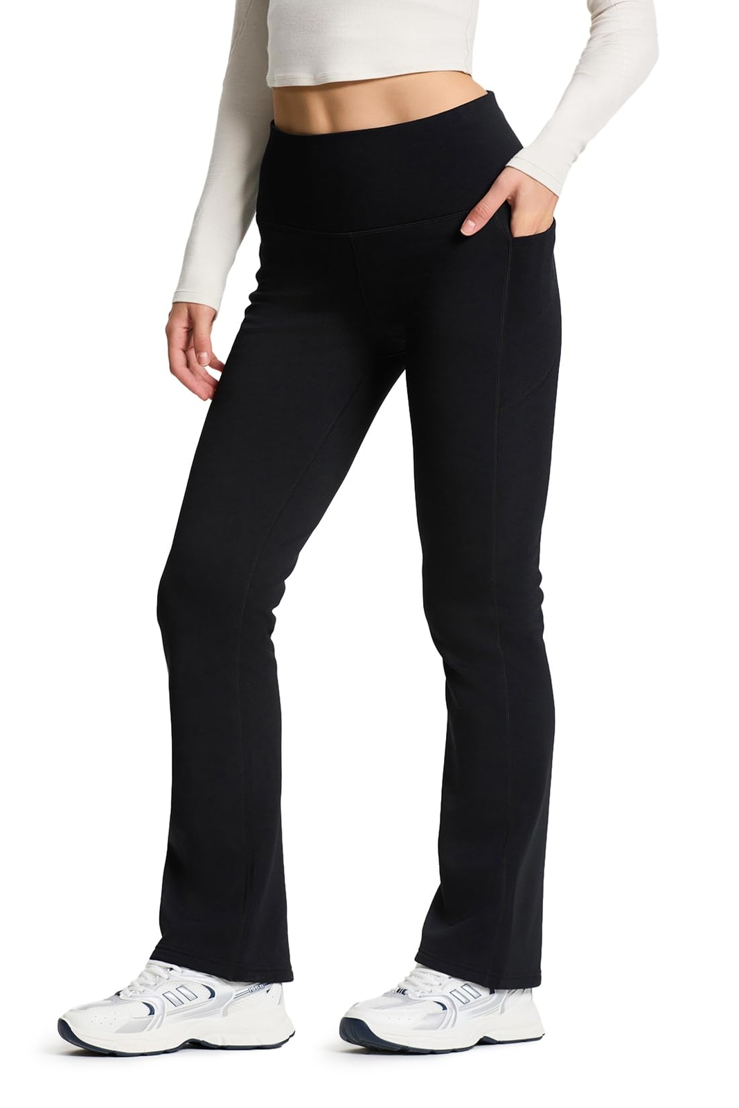 ,Side Pockets,Women's CozyWarmth High Rise Fleece Lined Bootcut Pants Thermal...