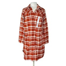 Duluth Trading Folklore Flannel Duster Dress Orange Plaid Womens Medium New