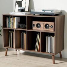 Cozy Castle Record Player Stand, Turntable Stand with Vinyl Storage, Brown