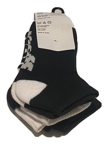 Neff No Show Socks 3 Pair Boys Youth 3-5.5 Black White w/ Logo Skate Ride Kids - Picture 9 of 10
