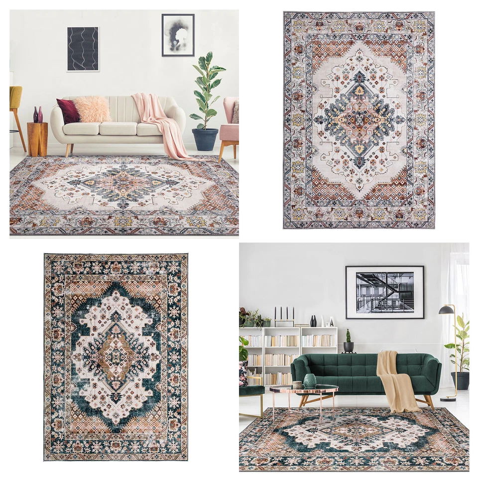 Extra Large Rugs Blue Pink Distressed Vintage Traditional Carpet Hallway Runner