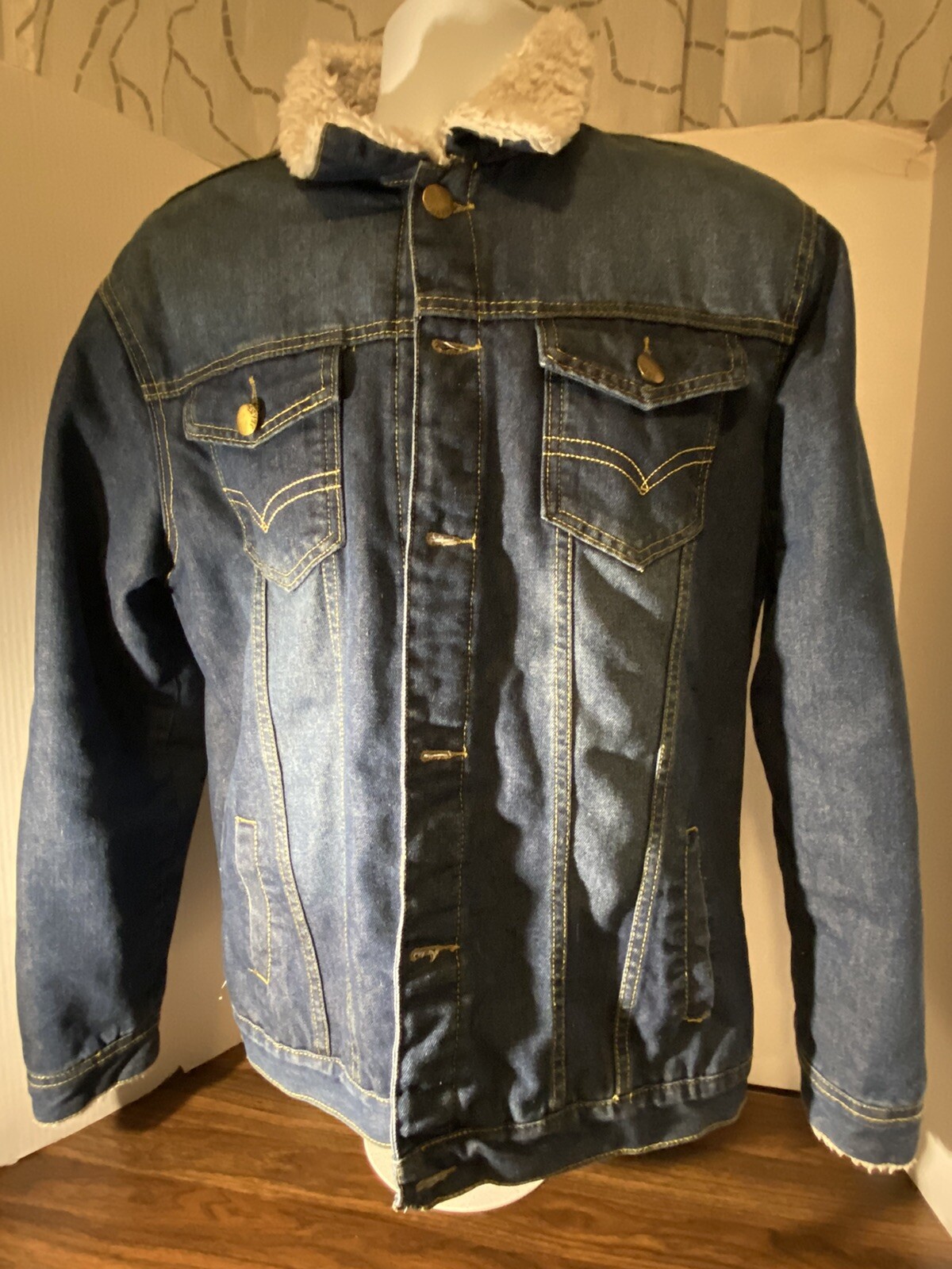 JEANS brand denim sherpa fleece lined jacket western EUC M/L-image
