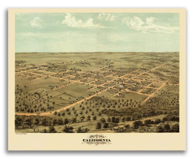 California MO 1869 Historic Panoramic Town Map - 16x20