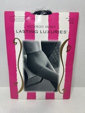 New Victoria's Secret Lasting Luxuries Control Top Pantyhose Jet Black Sz Mediu