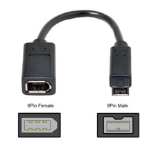 cablecc IEEE 1394 6Pin Female to 1394b 9Pin Male Firewire 400 to 800 Cable 20cm