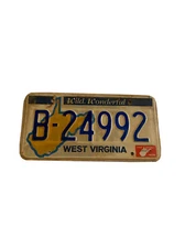 Vintage west virginia license plate B-24992  wild wonderful