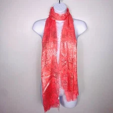 Howards Womens Scarf Lightweight Rectangle Orange Metallic Summer Spring NEW