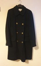 Austin Reed Womens Coat Black Double Breasted With Brass Buttons