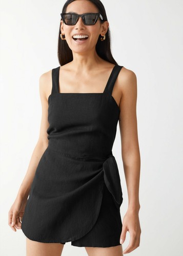 \u0026 other stories black linen Romper 