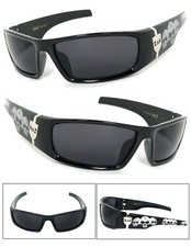 LOCS Biker Sports Gangsta Mens Designer Sunglasses - Shiny Black LC55