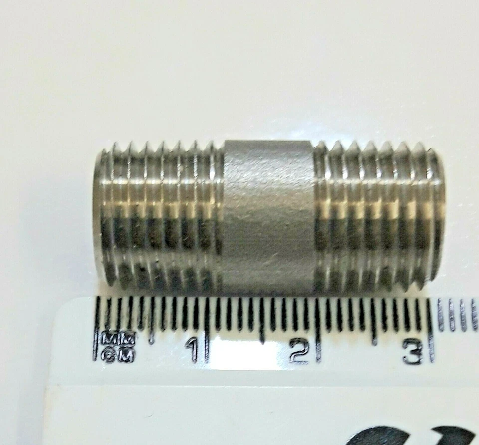CONTEXT 1/4 BSP Male Barrel Nipple 316 Stainless Steel European Thread 30mm Long